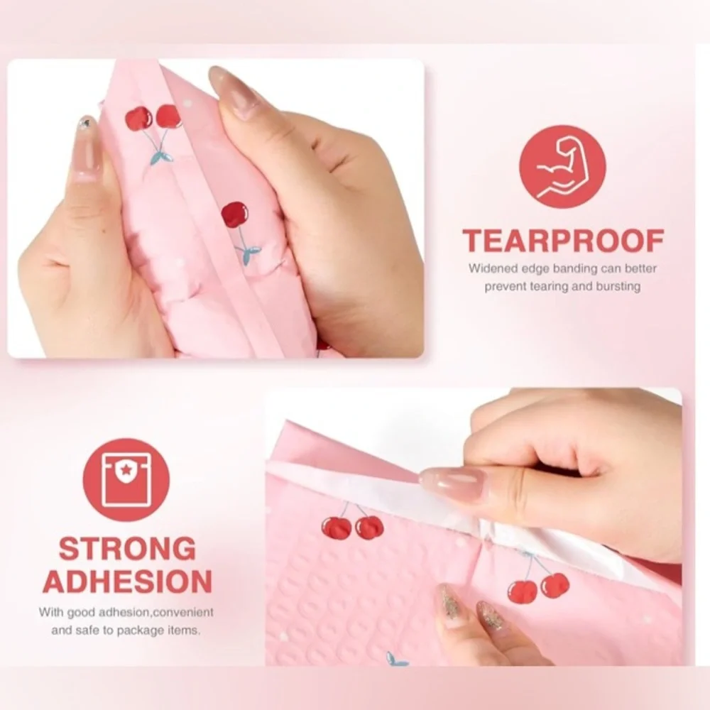 10 Cherry Bubble Poly Mailers